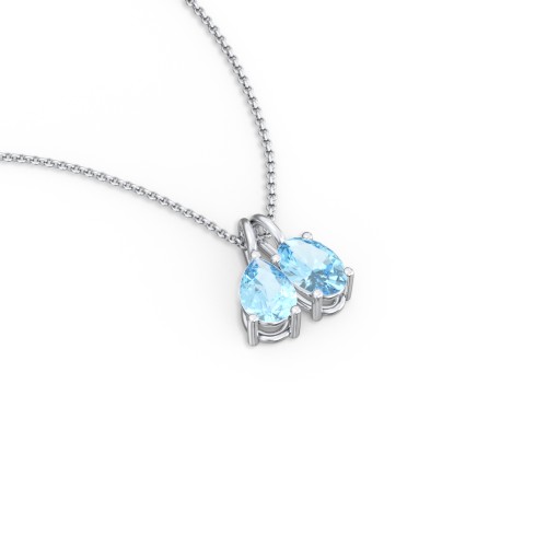Toi et Moi Necklace Charms – Sterling Silver with Blue Topaz