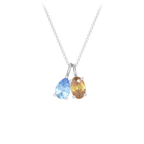 Toi et Moi Necklace Charms – Sterling Silver with Blue Topaz and Citrine