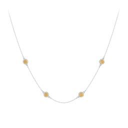 Bezel-Set Round Stone Station Necklace