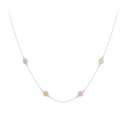 Bezel-Set Round Stone Station Necklace