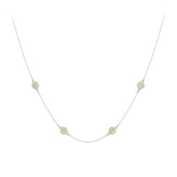 Bezel-Set Round Stone Station Necklace in 925 Sterling Silver with Peridot, Blue Topaz, and Smokey Quartz