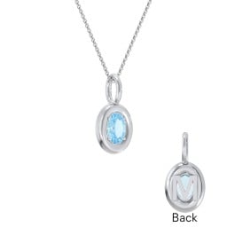 Oval Frame Stone Necklace With Back Initial