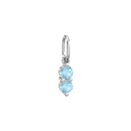 2 Gemstone Vertical Charm in 925 Sterling Silver with Blue Topaz