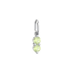 2 Gemstone Vertical Charm in 925 Sterling Silver with Peridot