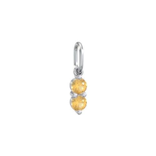 2 Gemstone Vertical Charm – Sterling Silver with Citrine