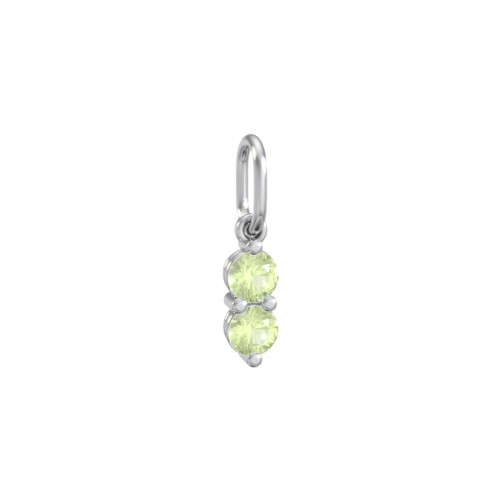 2 Gemstone Vertical Charm – Sterling Silver with Peridot