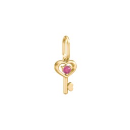 Heart Key Charm with Gemstone