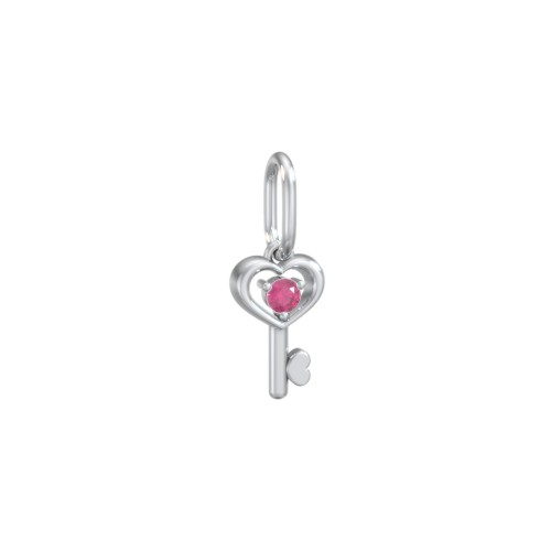 Heart Key Charm with Gemstone