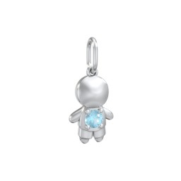 Little Boy Charm with Gemstone in 925 Sterling Silver with Blue Topaz