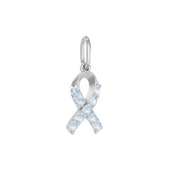 Pavé Awareness Ribbon Charm – Sterling Silver with Ruby