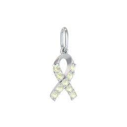 Pavé Awareness Ribbon Charm in 925 Sterling Silver with Peridot