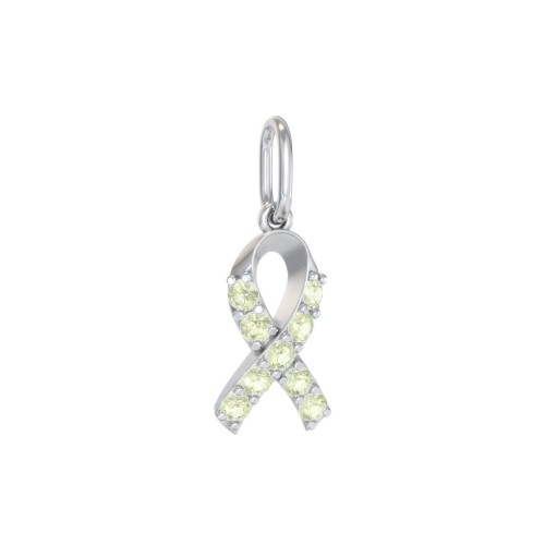 Pavé Awareness Ribbon Charm – Sterling Silver with Peridot