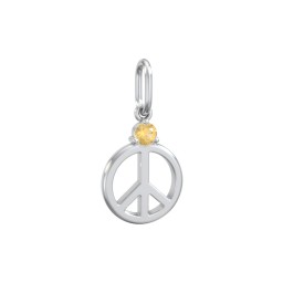 Peace Charm with Gemstone in 925 Sterling Silver with Citrine