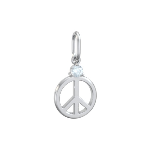 Peace Charm with Gemstone – Sterling Silver with Aquamarine