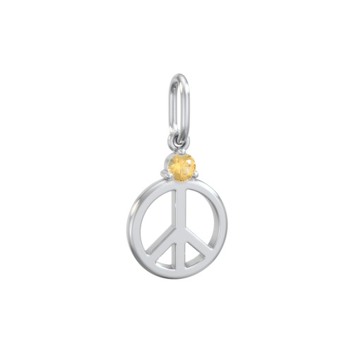Peace Charm with Gemstone – Sterling Silver with Citrine