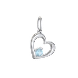 Tilted Heart Gemstone Charm in 925 Sterling Silver with Blue Topaz