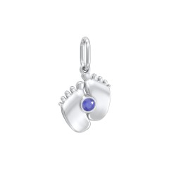 Baby Feet Gemstone Charm – Sterling Silver with Blue Sapphire