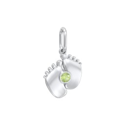 Baby Feet Gemstone Charm in 925 Sterling Silver with Peridot