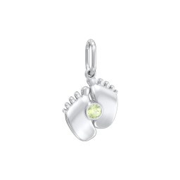 Baby Feet Gemstone Charm in 925 Sterling Silver with Peridot