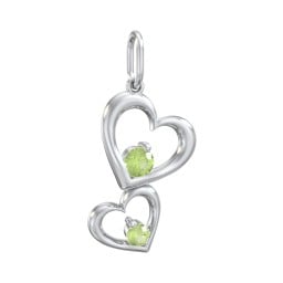 Tilted Hearts Charm with Gemstones