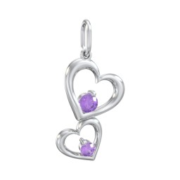 Tilted Hearts Charm with Gemstones