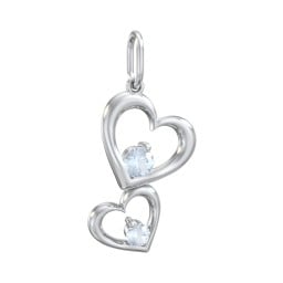 Tilted Hearts Charm with Gemstones