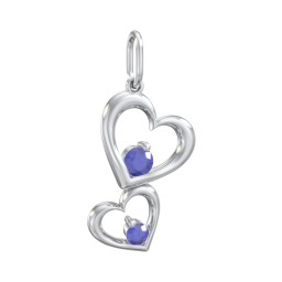 Tilted Hearts Charm with Gemstones