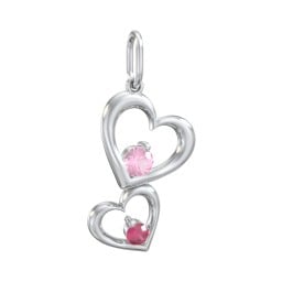 Tilted Hearts Charm with Gemstones