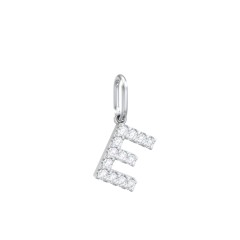 Pavé Initial Charm-E – Sterling Silver with White Premium Zirconia