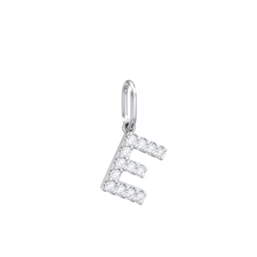 Pavé Initial Charm-E – Sterling Silver with White Premium Zirconia