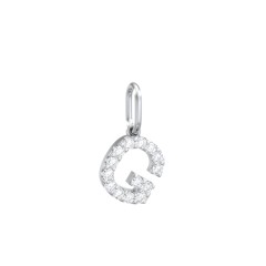 Pavé Initial Charm-G – Sterling Silver with White Premium Zirconia