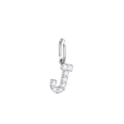 Pavé Initial Charm-J in 925 Sterling Silver with White Premium Zirconia