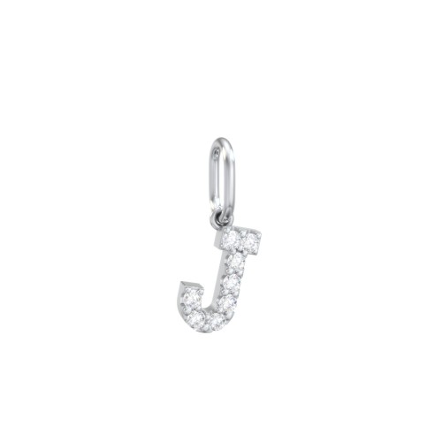 Pavé Initial Charm-J – Sterling Silver with White Premium Zirconia