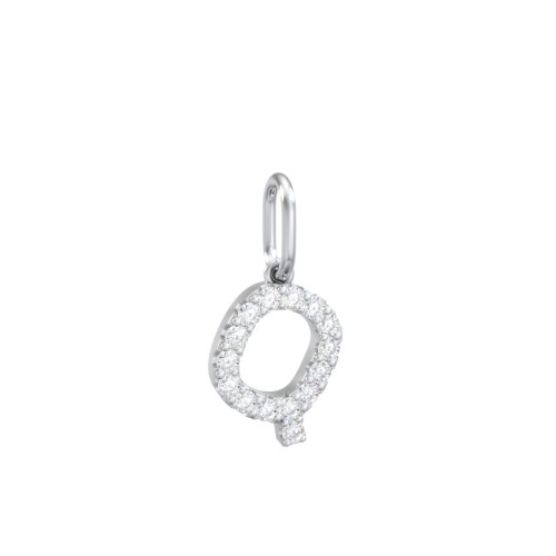 Pavé Initial Charm-Q – Sterling Silver with White Premium Zirconia