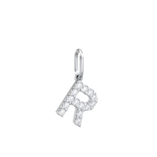 Pavé Initial Charm-R – Sterling Silver with White Premium Zirconia