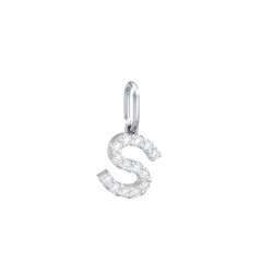 Pavé Initial Charm-S – Sterling Silver with White Premium Zirconia