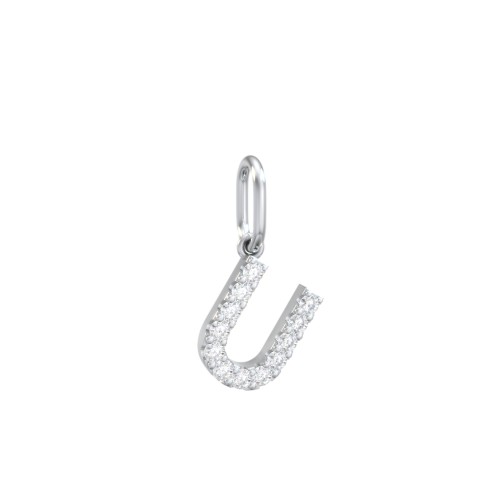 Pavé Initial Charm-U – Sterling Silver with White Premium Zirconia