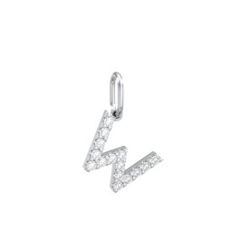 Pavé Initial Charm-W in 925 Sterling Silver with White Premium Zirconia