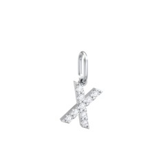 Pavé Initial Charm-X – Sterling Silver with White Premium Zirconia
