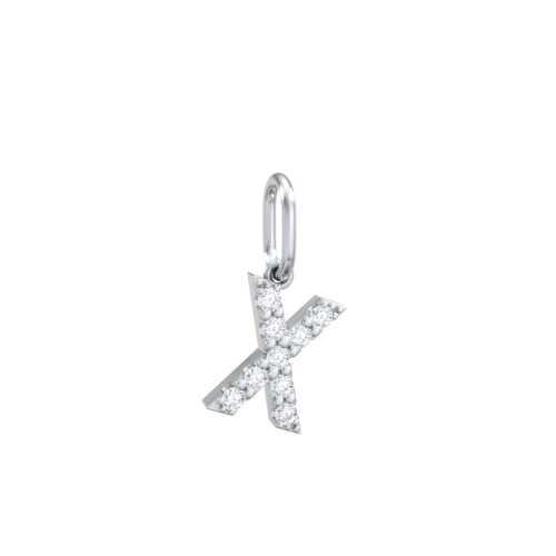 Pavé Initial Charm-X – Sterling Silver with White Premium Zirconia