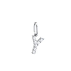 Pavé Initial Charm-Y – Sterling Silver with White Premium Zirconia