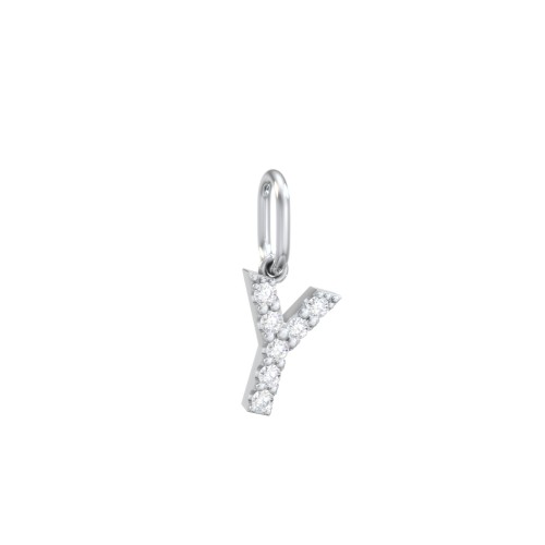 Pavé Initial Charm-Y – Sterling Silver with White Premium Zirconia