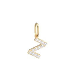 Pavé Initial Charm-Z in 10K Solid Yellow Gold with White Premium Zirconia