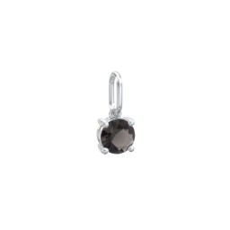 Round Gemstone Charm in 925 Sterling Silver with Smokey Quartz