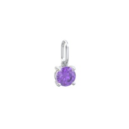 Round Gemstone Charm in 925 Sterling Silver with Amethyst