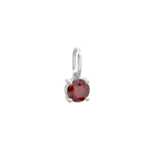 Round Gemstone Charm – Sterling Silver with Garnet