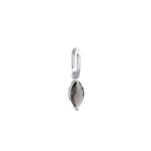 Marquise Gemstone Charm – Sterling Silver with Smokey Quartz