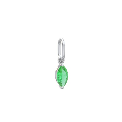 Marquise Gemstone Charm – Sterling Silver with Emerald