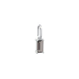 Baguette Gemstone Charm in 925 Sterling Silver with Smokey Quartz