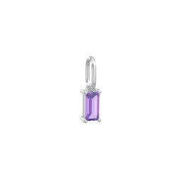 Baguette Gemstone Charm in 925 Sterling Silver with Amethyst